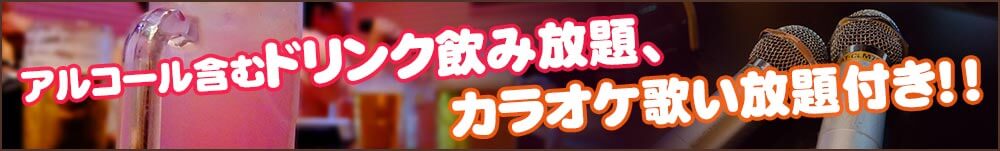 アルコール含むドリンク飲み放題、カラオケ歌い放題付き!!